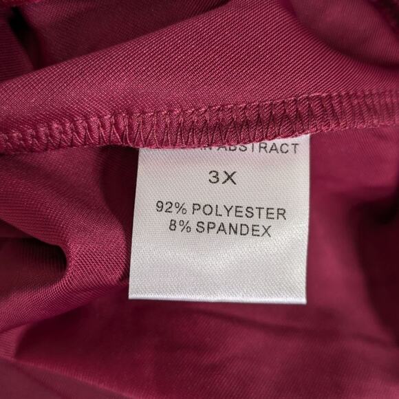 NEW Modern Abstract Taylor Velvet Midi Dress 3X Red Burgundy Twist Neck Keyhole - Picture 11 of 12